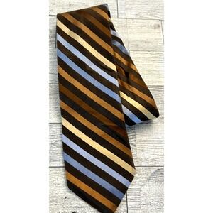 Ted Baker London 100% Silk Striped multicolor necktie blues Oranges brown tan